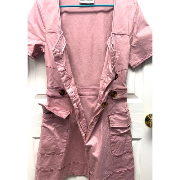 Finders Keepers Dress Pink Button Down Cargo Mini Cotton Stretch Mini Women's 8 - Picture 7 of 8